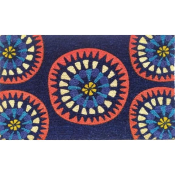 Geo Crafts G271 18 x 30 in. Coir Colorful Wheels Design Welcome Doormat
