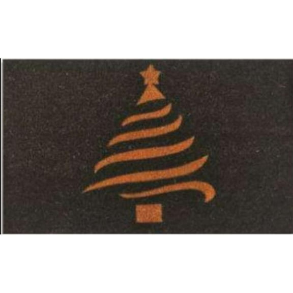 Geo Crafts G028 18 x 30 in. Coir Gold Holiday Tree Welcome Doormat
