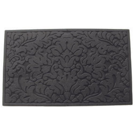 Geo Crafts G308 18 x 30 in. Leaf Sculpted Welcome Doormat, Black - Rubber