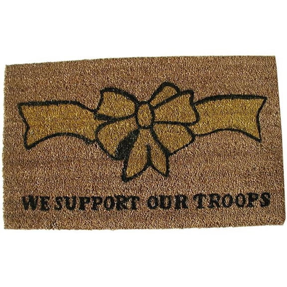 Geo Crafts G149 Yellow Ribbon 18 x 30 in. PVC Printed-Support Our Troops Coco Doormat