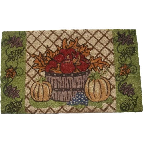 geo crafts vinyl back harvest leaves border doormat