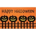 thumbnail image 1 of Geo Crafts G382 18 x 30 in. Coir Halloween Pumpkins On Fence Design Welcome Doormat, 1 of 2
