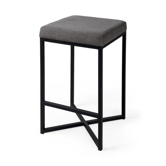 Geo Cube Black Metal & Gray Counter Stool