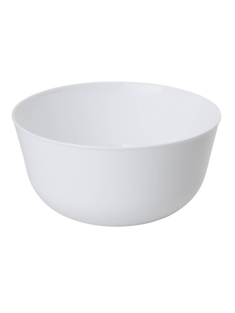 32 oz. White with Gold Rim Organic Round Disposable Plastic Bowls (60 Bowls)