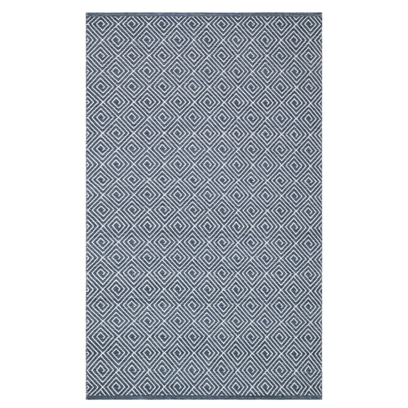 Geo Diamond Blue/Ivory Handwoven Wool Rug, 8' x 10'