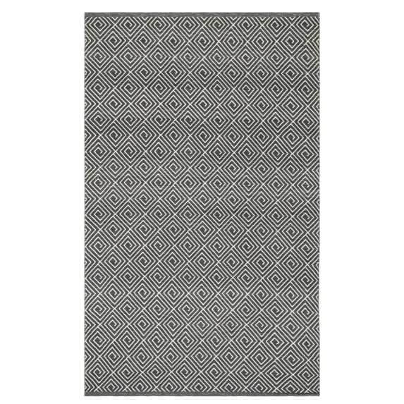 Geo Diamond Grey/Ivory Handwoven Wool Rug, 4' x 6'