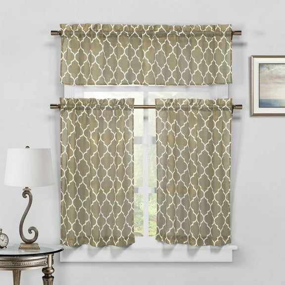 Geo Faux Linen Kitchen Curtain