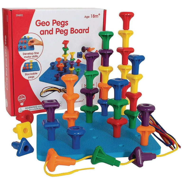 Wooden Peg Board with Plastic Pegs