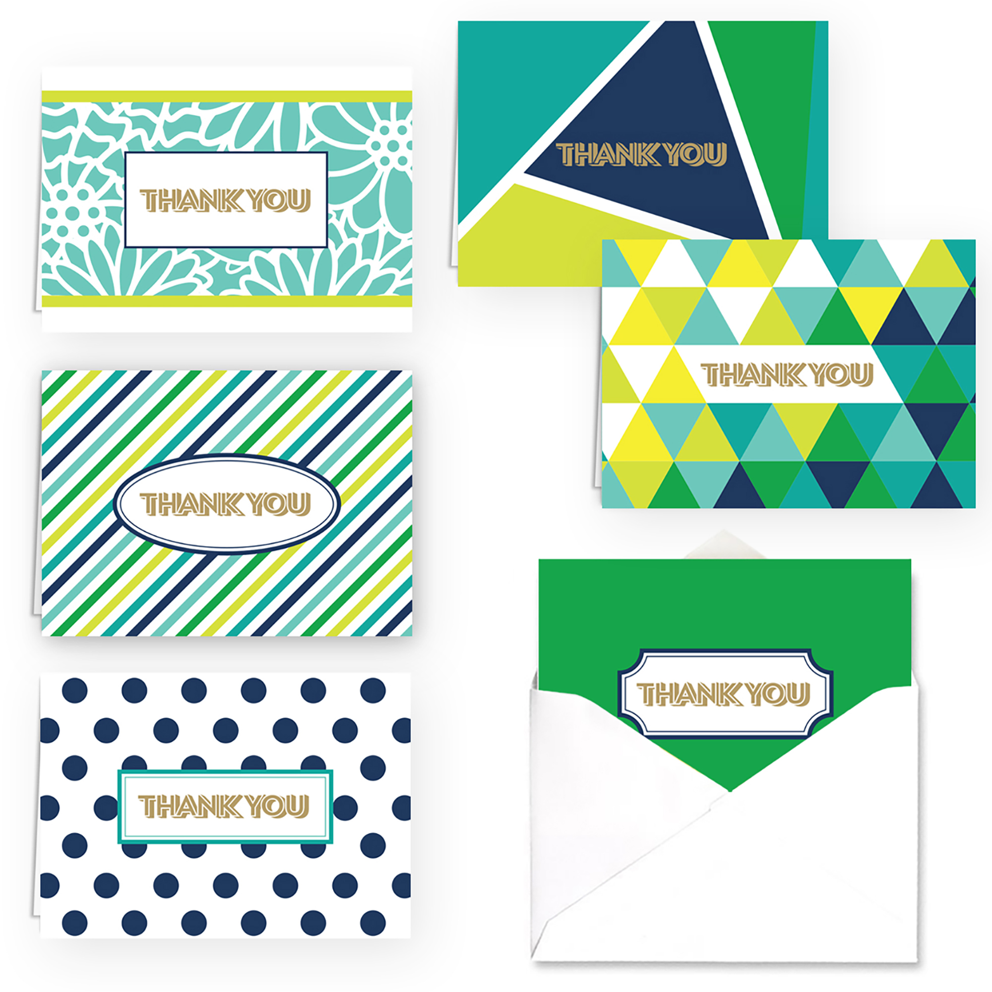 Geo Gold Foil Thank You Note Card Assortment set of 36