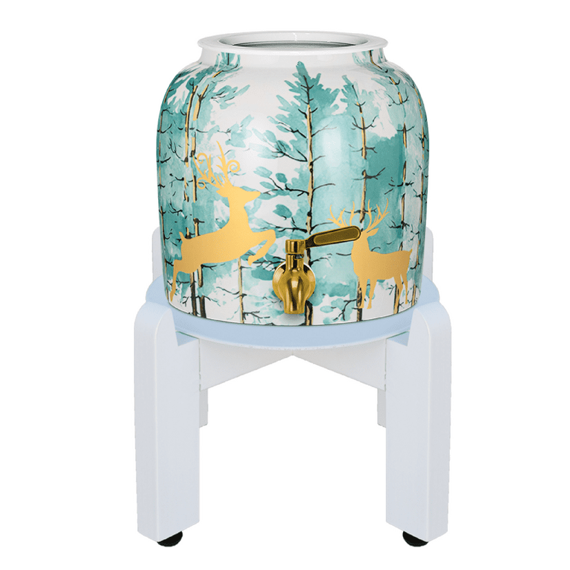 Geo Graphic Porcelain Ceramic Crock Water Dispenser Holds 35 gallon