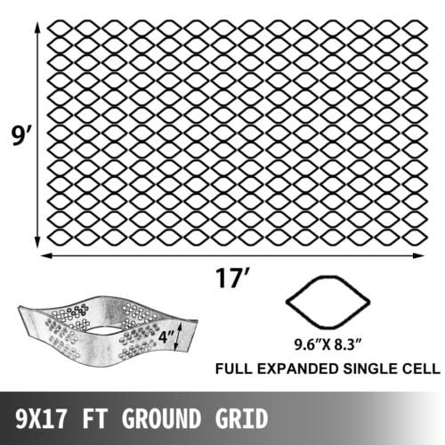 Geo Grid Ground Grid Geo Cell Grid 9x17ft Gravel Geo Grid 4in High Tensile Black