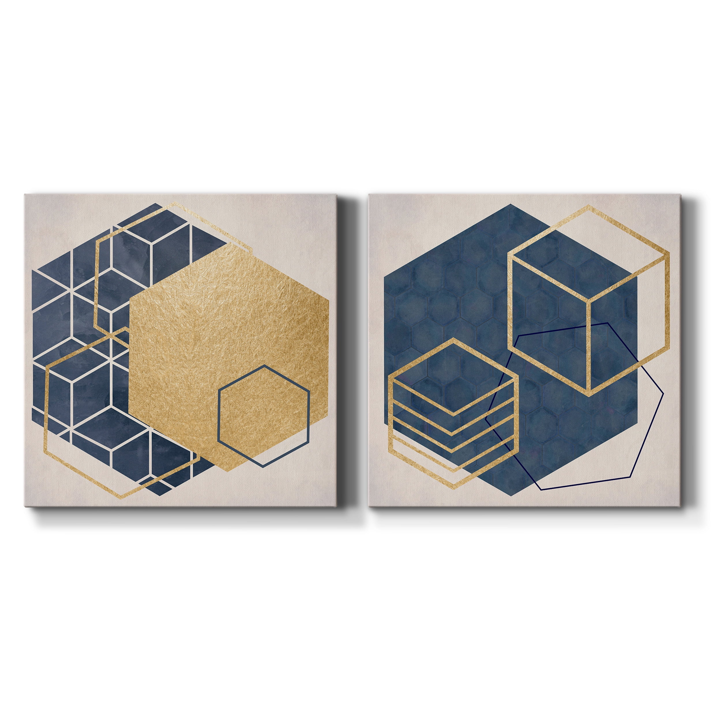 Geo I - Premium Gallery Wrapped Canvas - Ready to Hang Set of 2 - 16 x 16 Each