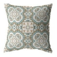 thumbnail image 1 of Geo Mandala Throw Pillow with Removable Cover in Orange and Light Blue on White 18x18, 1 of 5