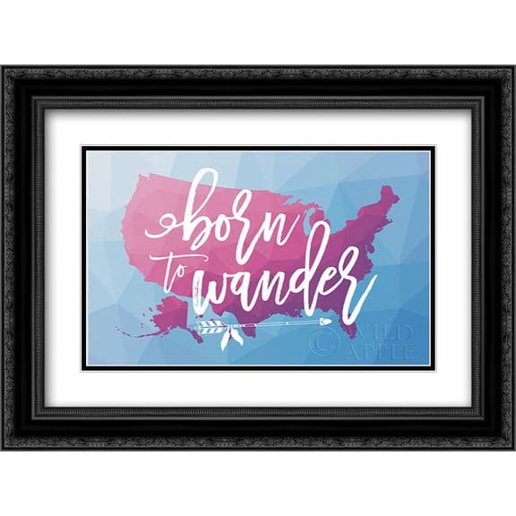 Geo Map Boho II 2x Matted 24x18 Black Ornate Framed Art Print by Hershey, Moira