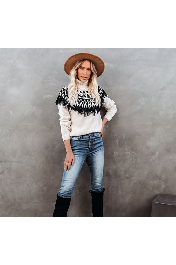 Geo Pattern Fringe Sweater