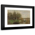 thumbnail image 1 of Geo Poggenbeek 24x17 Black Modern Framed Museum Art Print Titled - Ducks Beside a Duck Shelter on a Ditch (1884), 1 of 5
