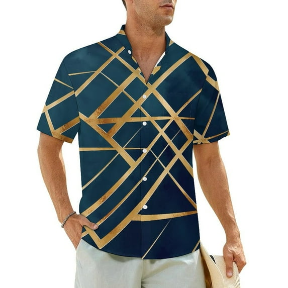 Geo Print Vacation Shirt Watercolor Tribal Hawaii Casual Shirts Man Elegant Blouses Short-