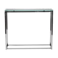 thumbnail image 1 of Geo Rectangle Clear Glass and Chrome Console Table, 1 of 9