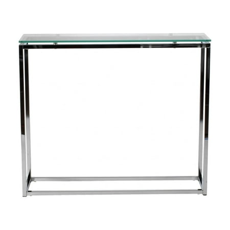 Geo Rectangle Clear Glass and Chrome Console Table