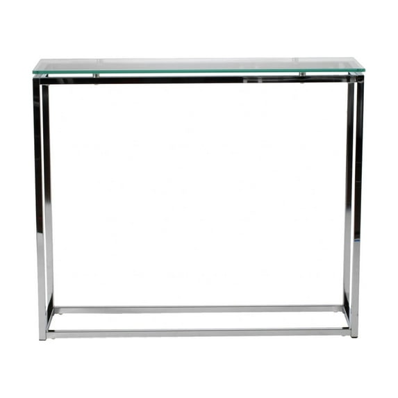 Geo Rectangle Clear Glass and Chrome Console Table