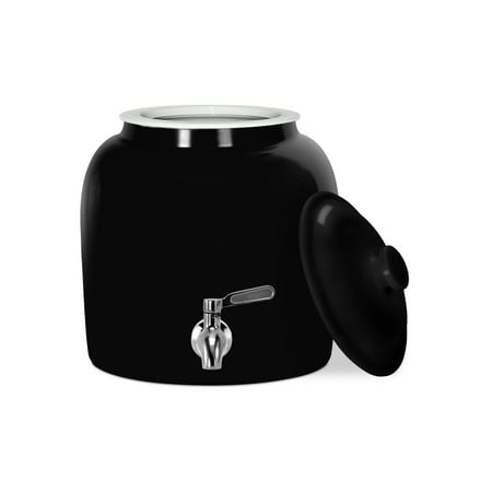 Geo Sports Porcelain Ceramic B.P.A. & Lead Free 3-5 Gallon Jug Capacity Crock Water Dispenser, Stainless Steel Faucet with Included Lid