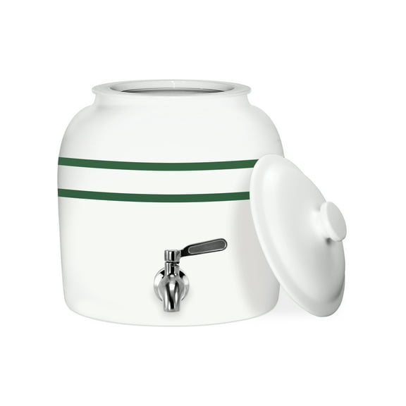 Geo Sports Porcelain Ceramic Lead Free 5 Gallon Capacity Water Dispenser, Faucet with Included Lid