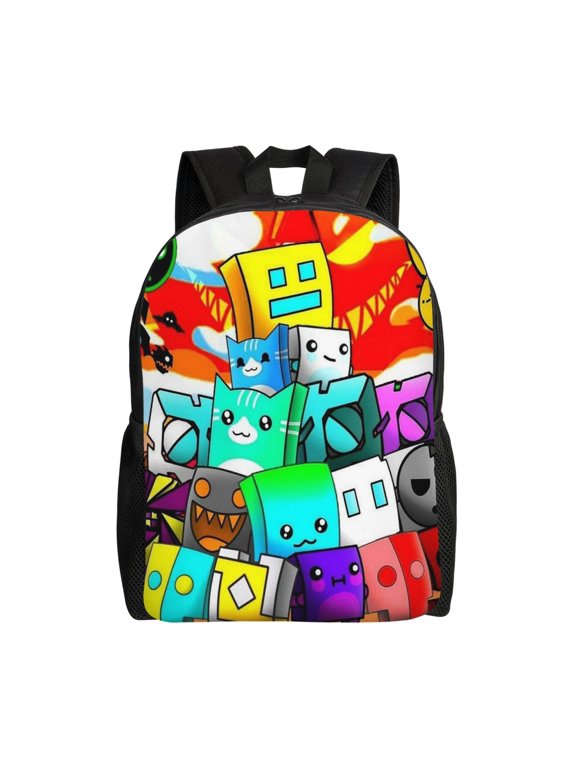 Geo-metry Game Dash Lightweight Backpack Laptop Shoulders Bag Bookbag Daypack Travel Women Men