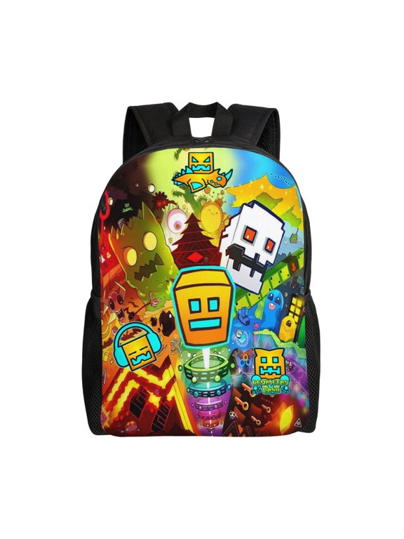 Geo-metry Game Dash Lightweight Backpack Laptop Shoulders Bag Bookbag Daypack Travel Women Men