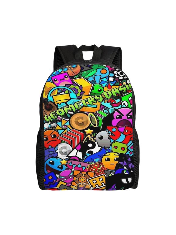 Geo-metry Game Dash Lightweight Backpack Laptop Shoulders Bag Bookbag Daypack Travel Women Men