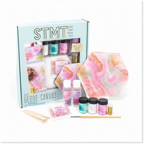 GeoArt DIY Resin Canvas Kit - Create Stunning Geometric Wall Decor, Pour Paint & Design Your Own Geode-inspired Masterpieces. Perfect Home Decor & Housewarming Gift. Mult