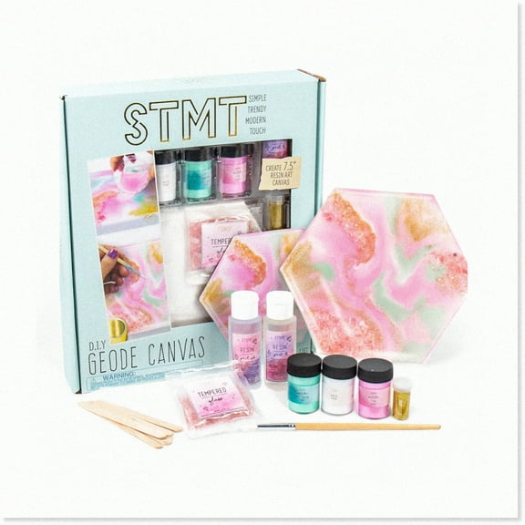 GeoArt DIY Resin Canvas Kit - Create Stunning Geometric Wall Decor, Pour Paint & Design Your Own Geode-inspired Masterpieces. Perfect Home Decor & Housewarming Gift. Mult