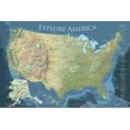 thumbnail image 1 of GeoJango United States USA Map Poster with States - Voyager (30x20 inches), 1 of 8