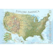 GeoJango United States Wall Map Poster - Lite Terrain (24x16 Inches)