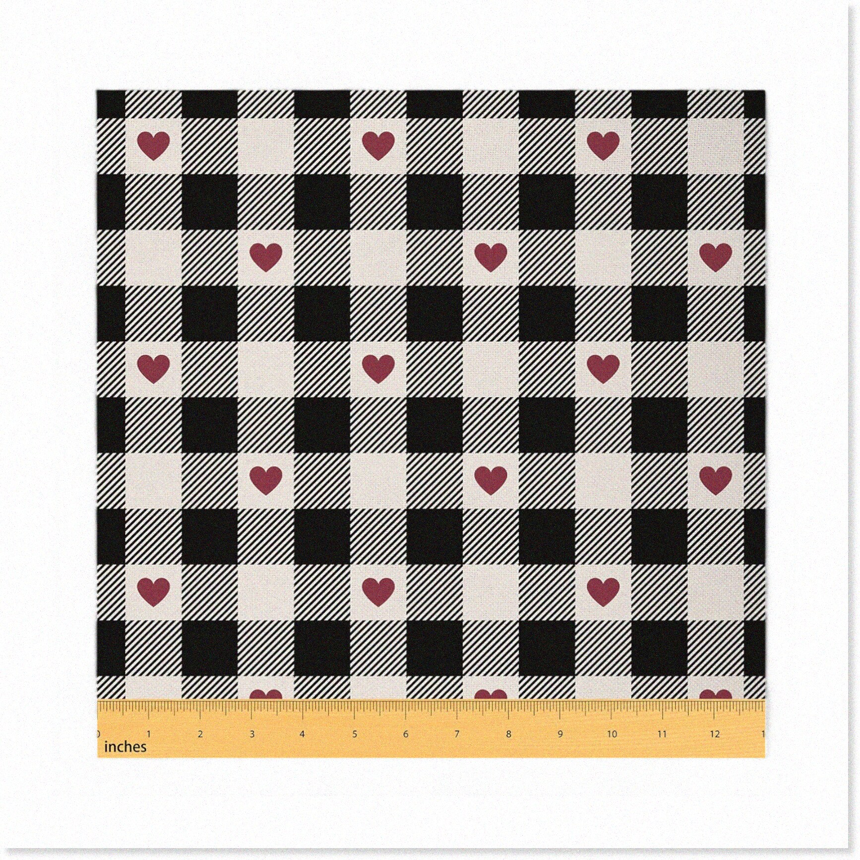 GeoPlaid Yard Fabric Black White Geometric Buffalo Plaid for Chairs