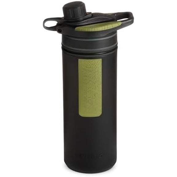 GeoPress 24 oz Water Purifier Bottle - Filter for Hiking, Camping, , Travel (Black Camo)