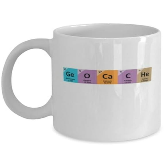 Geocaching 11 oz Coffee Mug - Elemental Table Geocache White Ceramic Gift
