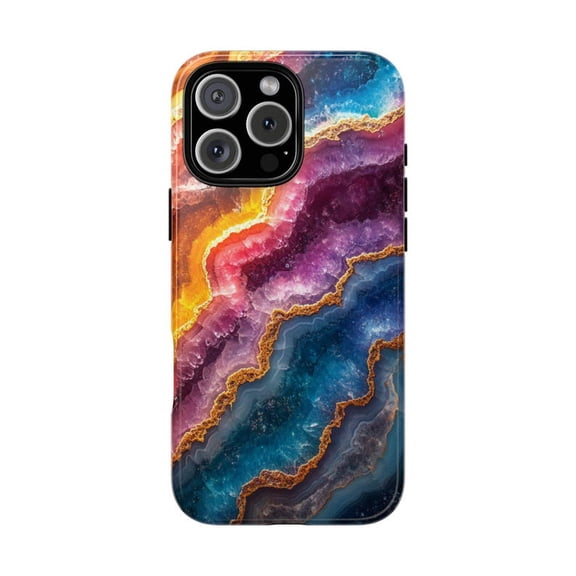 Geode Agate Crystal Pink Blue Abstract Phone Case with iPhone 11 to 17 Pro Max