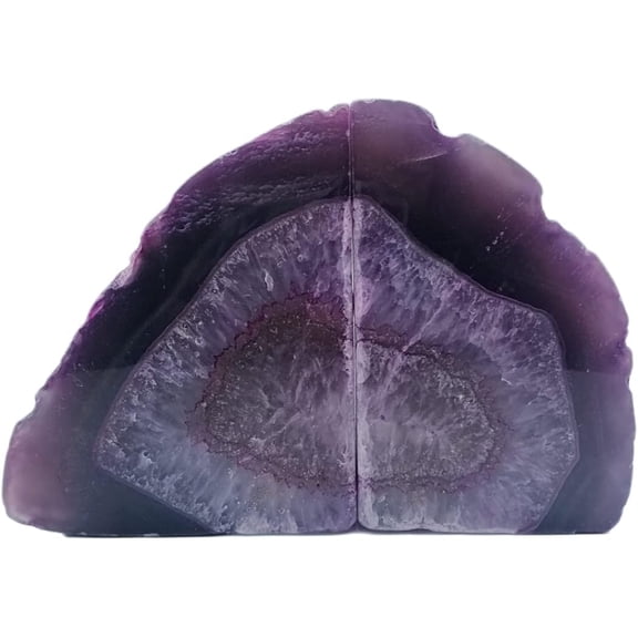 Geode Bookends 3-4 lbs Decorative Heavy Crystal Stone Book Ends for Shelves Dyed  1 Pair