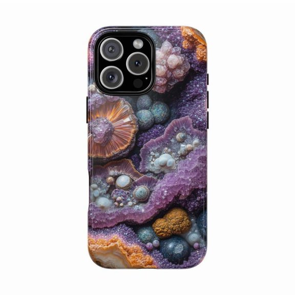 Geode Crystal Rock Purple Amethyst Agate Pattern Phone Case for 17 16 15 14 13 12 11 Pro Max