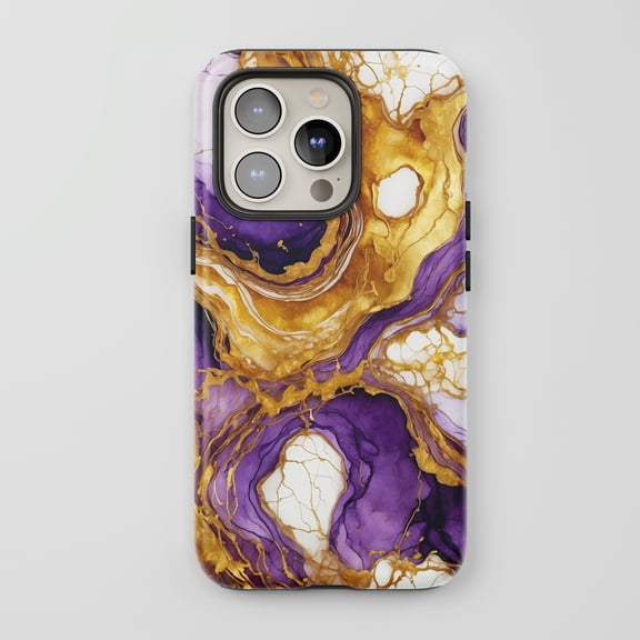 Geode Marble For All iPhone Series Protective Phone Case Abstract Art Purple Gold