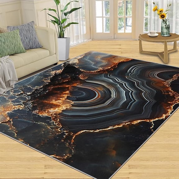 Geode Rugs for Bedroom, Agate Stone Area Rug, Abstract Marble Rug for Kitchen Living Room Bedroom Dining Room 5 x 8ft