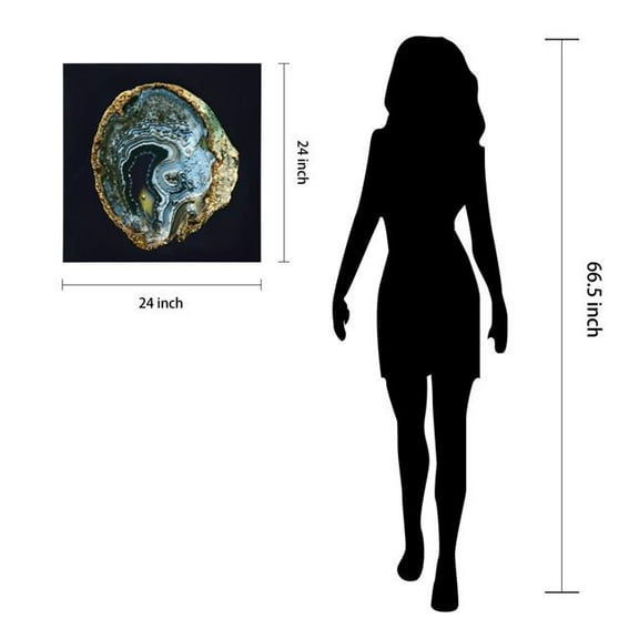 "Geode Splendor I" Crystallus Epoxy Coated Wrapped Glossy Canvas Wall Art with Heavy Acrylic Crystal Shards Embellishments