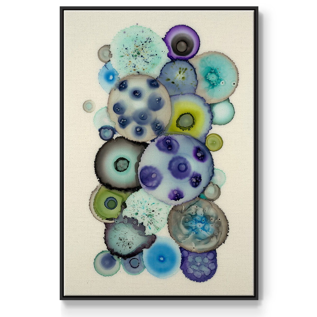 Geodes II Framed Premium Gallery Wrapped Canvas - Ready to Hang - 25 x 37 - Black Floating Frame