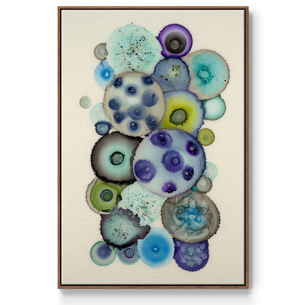 Geodes II Framed Premium Gallery Wrapped Canvas - Ready to Hang - 25 x 37 - Walnut Floating Frame