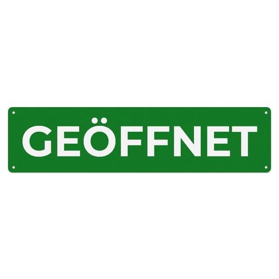 Geoeffnet Willkommen Business Hours Vintage Metal Tin Sign Plaque Wall Decor for Cafe, Club, Garden Metal Poster 4x16Inch