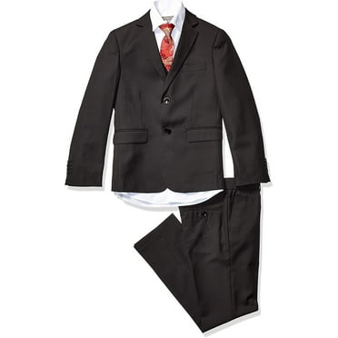 Geoffrey Beene Boy's Modern Fit 5-Piece Jacket Vest Trousers Shirt Tie Notch Lapel Suit Set - Colors