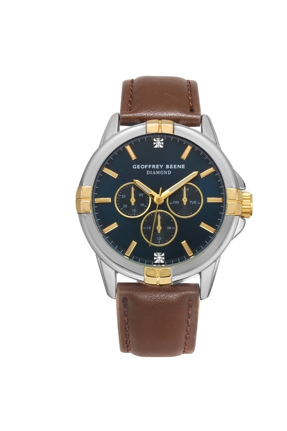 Men's Chronograph Vegan Leather Dress Watch, Classic Quartz, Date, Elegant Design, Water-Resistant