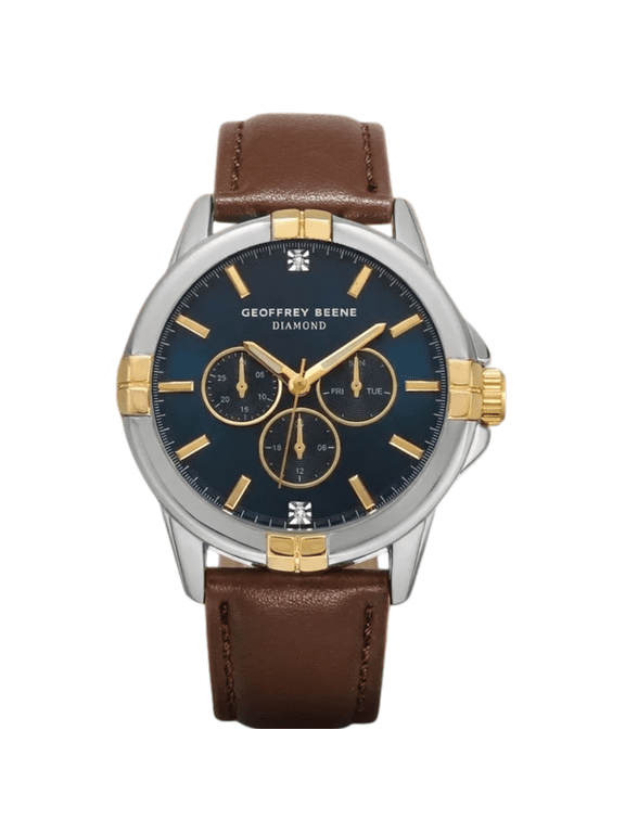 Men's Chronograph Vegan Leather Dress Watch, Classic Quartz, Date, Elegant Design, Water-Resistant
