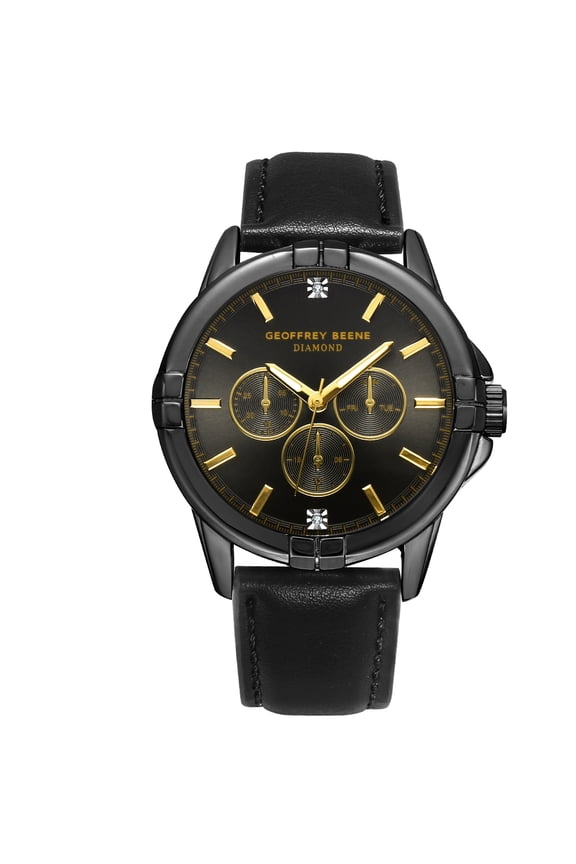 Men's Chronograph Vegan Leather Dress Watch, Classic Quartz, Date, Elegant Design, Water-Resistant