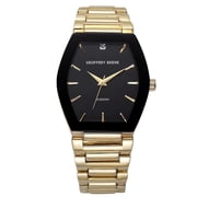 Geoffrey Beene Mens Gold Stainless Steel Dress Watch Classic Quartz, Elegant Design, Water-Resistant
